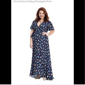Hutch High Low Maxi Dress with Pineapple Pattern